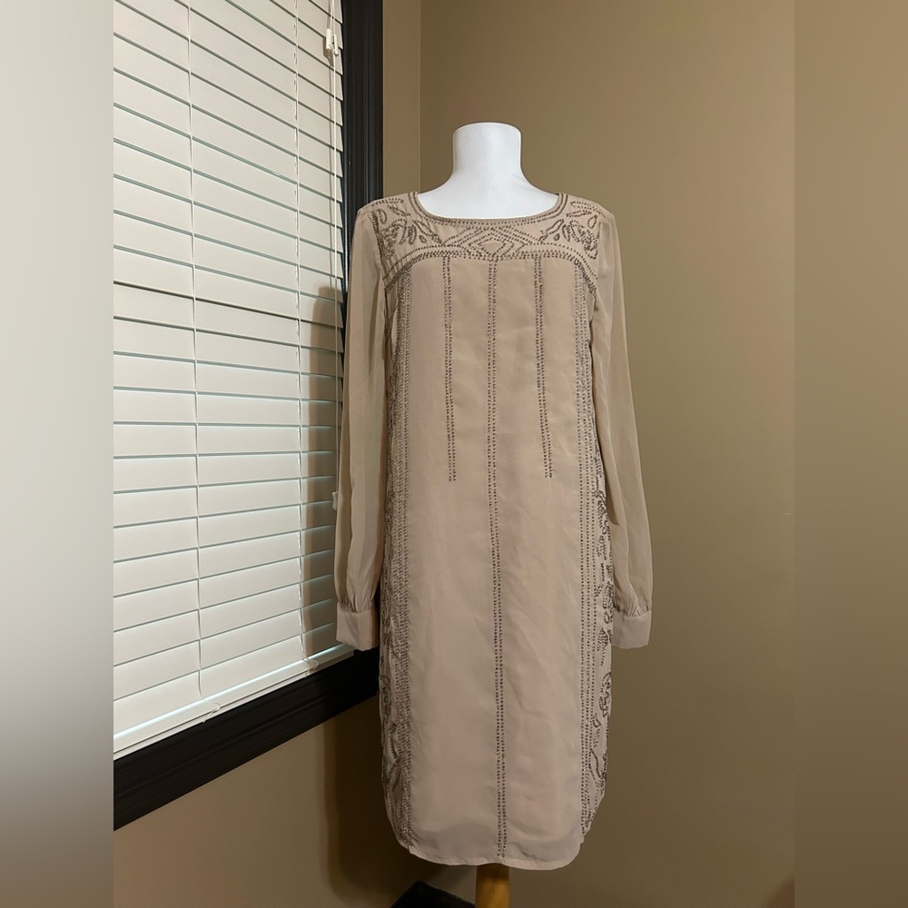 Gianni Bini Taupe Long Sleeve Dress